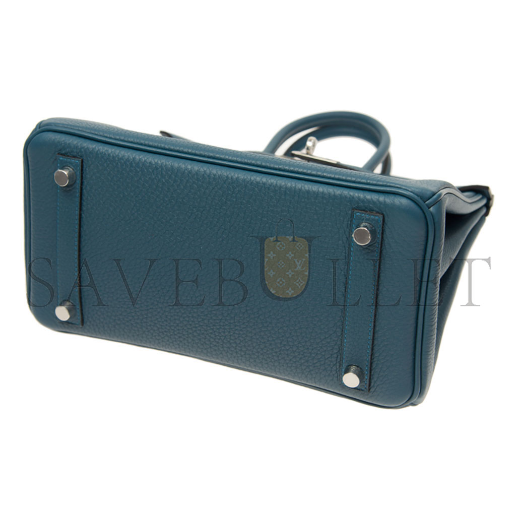 H**mes birkin 25 togo leather denim blue silver buckle bag h028369ck75 (25*20*13cm)
